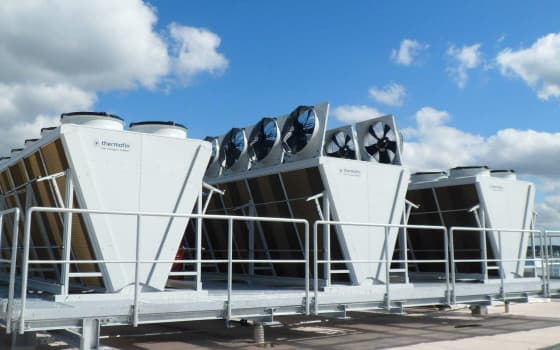 Thermofin V-shape dry coolers installed on a roof
