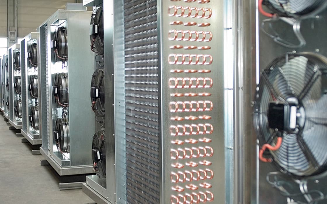 Industrial heat exchangers and piping in a thermal plant